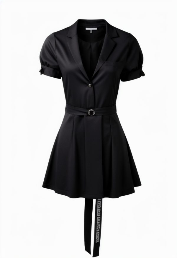 Lace Up Doll Collar Short Dress