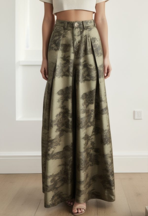 Vintage Print Low Rise Shift Midi Skirts